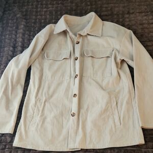 Cream Corduroy Button-Up Jacket